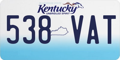 KY license plate 538VAT
