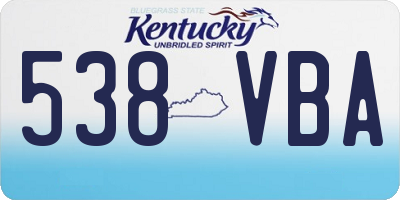 KY license plate 538VBA