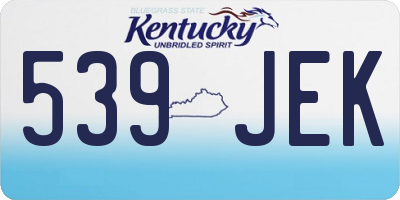 KY license plate 539JEK
