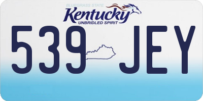 KY license plate 539JEY