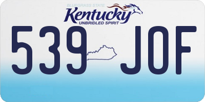 KY license plate 539JOF