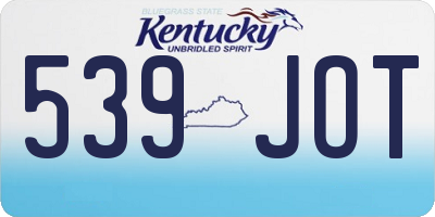 KY license plate 539JOT