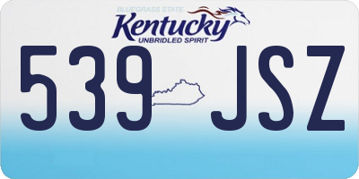 KY license plate 539JSZ