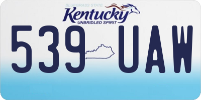 KY license plate 539UAW