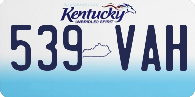 KY license plate 539VAH