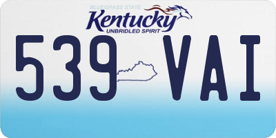 KY license plate 539VAI