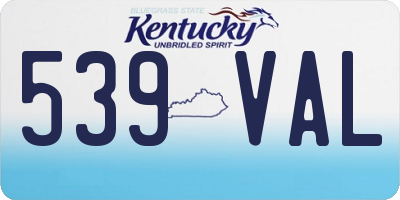 KY license plate 539VAL