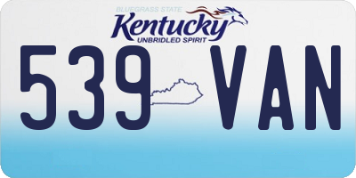 KY license plate 539VAN