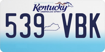 KY license plate 539VBK