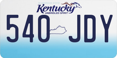 KY license plate 540JDY