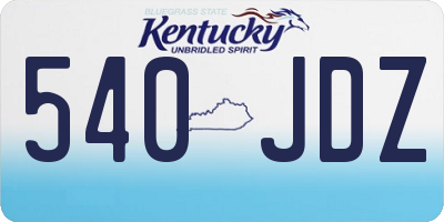 KY license plate 540JDZ