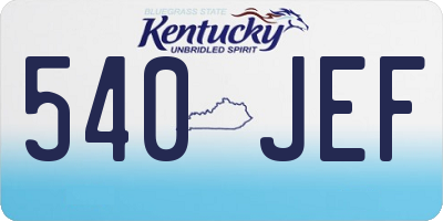 KY license plate 540JEF