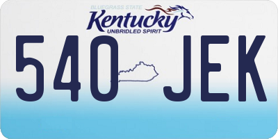 KY license plate 540JEK