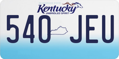 KY license plate 540JEU