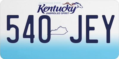 KY license plate 540JEY