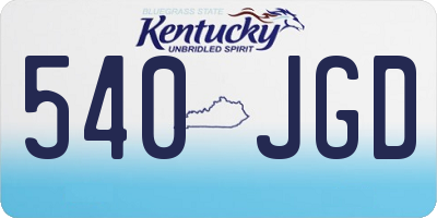 KY license plate 540JGD