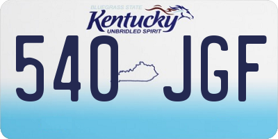 KY license plate 540JGF