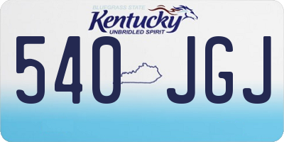 KY license plate 540JGJ