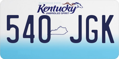 KY license plate 540JGK
