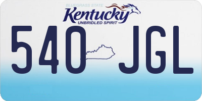 KY license plate 540JGL