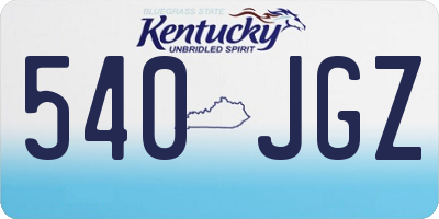 KY license plate 540JGZ