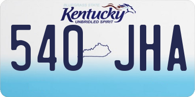 KY license plate 540JHA