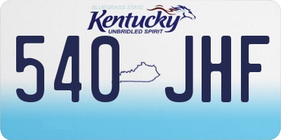 KY license plate 540JHF