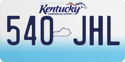 KY license plate 540JHL