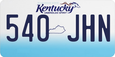 KY license plate 540JHN
