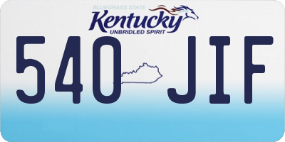KY license plate 540JIF