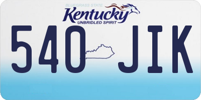 KY license plate 540JIK