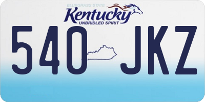KY license plate 540JKZ