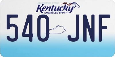 KY license plate 540JNF