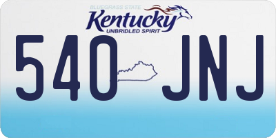 KY license plate 540JNJ