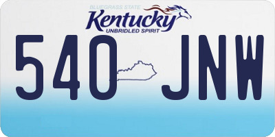 KY license plate 540JNW