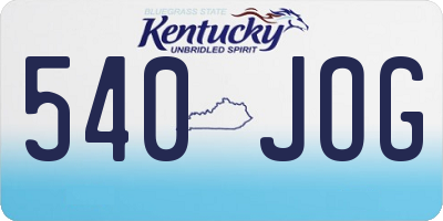 KY license plate 540JOG