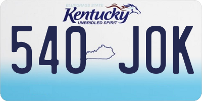 KY license plate 540JOK