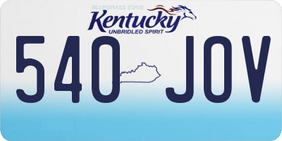 KY license plate 540JOV
