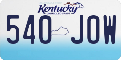KY license plate 540JOW