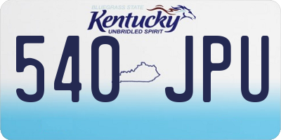 KY license plate 540JPU