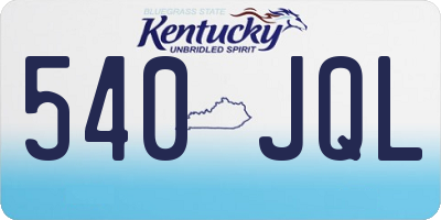 KY license plate 540JQL