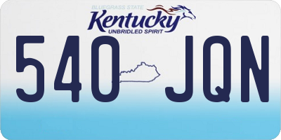 KY license plate 540JQN