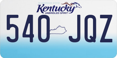 KY license plate 540JQZ