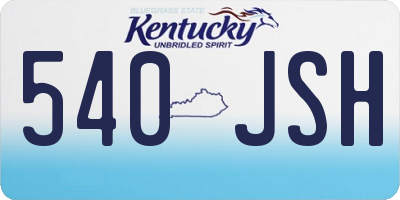 KY license plate 540JSH