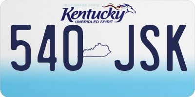 KY license plate 540JSK