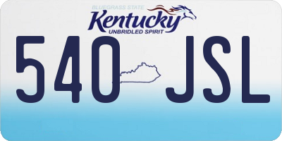 KY license plate 540JSL