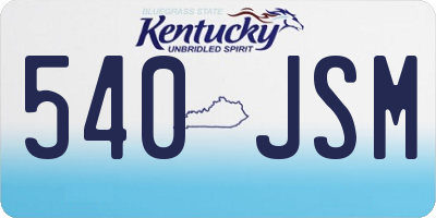 KY license plate 540JSM