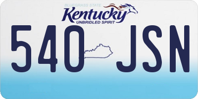 KY license plate 540JSN
