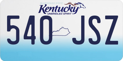 KY license plate 540JSZ