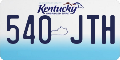 KY license plate 540JTH
